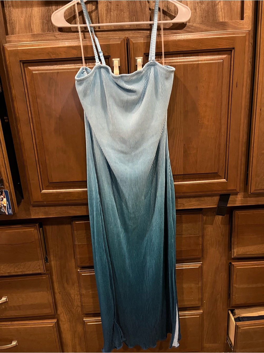 No Boundaries Blue Ombre Ribbed Maxi Dress